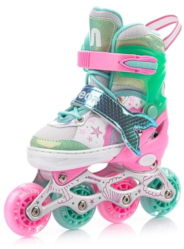 meteor LED Inliner für Kinder Perfekt für erste Fahrversuche - Verstellbare Kinderinliner mit Bequemen Schuhen und Leuchtrollen - Volle Action auf Rollen mit coolen Leuchtdingern!
