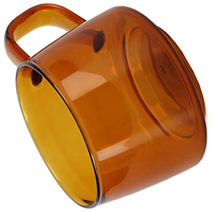 TIKATARER Coffee Cups, Flat Bottom Coffee Mug 250ML Borosilicate Cup Transparent Borosilicate Glass Mug with Handle for Coffee, Latte, Milk (Succinite)