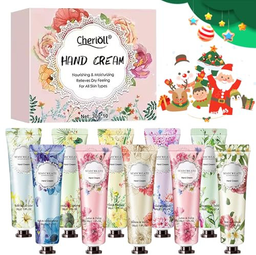 Crema Mani Natale, Crema Mani, 10 Pezzi Crema Mani Regalo Natale Set, Daily Crema Mani Per Donna E Uomo, Assorbimento Rapido, Idratazione Immediata, Texture Leggera, Non Unge