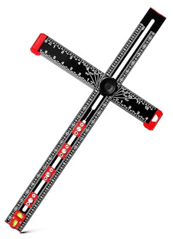 Tofelf 4-in-1 bohrer-positionierungslineal, Aluminiumlegierung T lineal, Multifunktionales T-Quadrat-Lineal für Installation von Griffen Knäufen an Türen oder Schubladen, 23.6 Zoll/ 60 CM