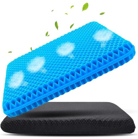 Gel-Sitzkissen für langes Sitzen, Waben-Design, doppelt dickes Gelkissen für Steißbein, Ischias und Schmerzen im unteren Rücken, Druckentlastung, Bürostuhl, Memory-Schaum, Alternative für Rollstuhl
