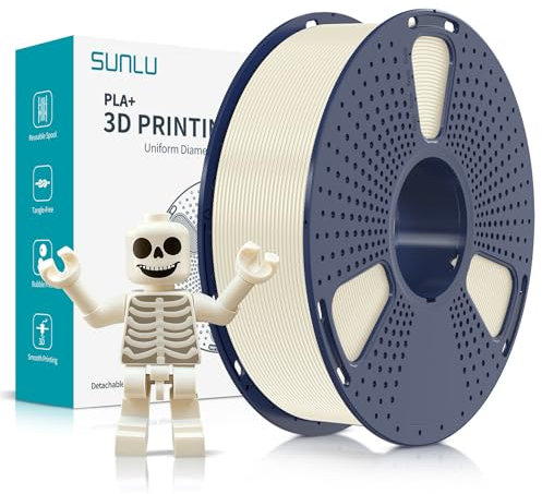 SUNLU PLA Plus 3D Drucker Filament, PLA+ Filament 1.75mm, Sauber Gewickeltes filament, robustes 3D Filament, kompatibel mit 3D FDM Druckern, Maßgenauigkeit +/- 0.02 mm, 1kgSpule(2.2Pfund), KnochenWeiß