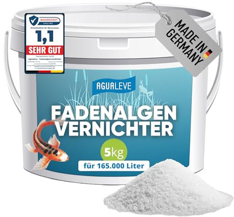 AGUALEVE® Fadenalgenvernichter 5kg *NEU* | extrem effektiv gegen Fadenalgen Dank innovativer Aktivsauerstoff-2.0-Formel | Fisch-, Garten- & Schwimmteiche | Made in Germany | für 165.000l Teichwasser