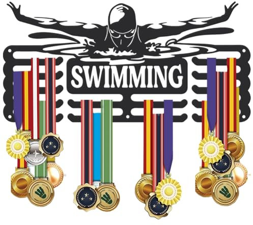 SUPERDANT Appendi Medaglie per Nuoto Porta Medaglie per Nuoto Porta Medaglie Personalizzato per Nuotatori Appendi Medaglie di Grande capacità Potenziato Espositore per Medaglie in Metallo