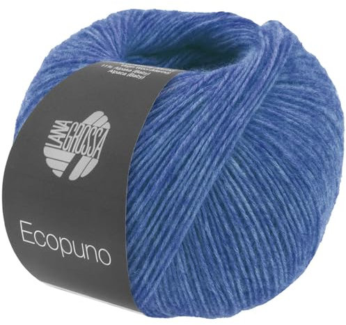 LANA GROSSA Ecopuno | Edle Netzgarnstruktur aus Baumwolle gefüllt mit Merino/Alpaka | Handstrickgarn aus 17% Schurwolle & 11% Alpaka Wolle | 50g Wolle zum Stricken & Häkeln | 215m Garn FB 213