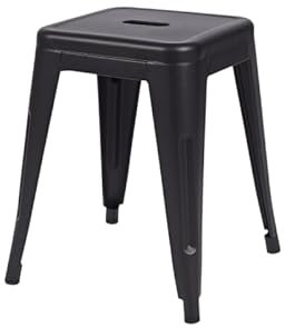 Kirchhoff Kleiner Metallhocker schwarz - stapelbar - Stahlrahmen - 46 cm Höhe - 39 cm Breite - 3,2 kg