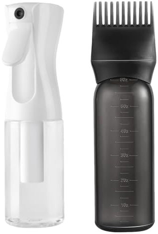 ZEPIQOR Vaporisateur Cheveux, vaporisateur cheveux, Flacon Applicateur Huile Cheveux avec Brosse, 200ml Brumisateur eau Rechargeable, Hair Oil Applicator avec Peigne pour Coloration et Coiffure