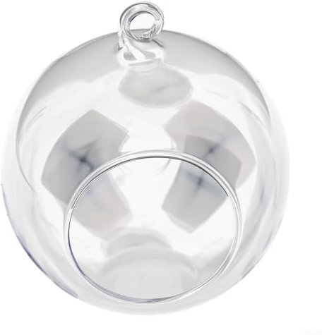 Transparente Glasbehälter zum Aufhängen, geeignet für Sukkulenten, hängende Glaskugel, Kerze, Teelichthalter, transparent, für den Garten, Outdoor, 8 cm (12 cm)