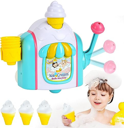 Baby Bath Toys, Ice Cream Bubble Machine Toddler Bath Tub Shower Toys with Hooks, Bath Toys for Kids Ages 1-2-3-4 Toddlers Ages 6-12-18 Month