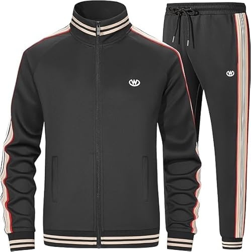 W JIANWANG Herren Trainingsanzug Jogginganzug Sportanzug Tracksuits 2 Teiliges Lässiges Athletisches Jogging