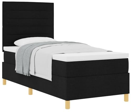 vidaXL Boxspringbett mit Matratze Schwarz Einzel Stoff