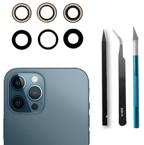 LiXiongBao Rückkamera-Objektiv Ersatz für iPhone 12 Pro Max Rückkamera-Glasobjektiv Ersatz, vorinstalliert Klebstoff + Reparatur-Kit