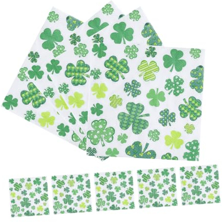 BIUDECO 20 Stück Grünes Kleeblatt Papierservietten für Patrick's Day Servietten für Hochzeiten Partys Tischdekoration und Festliche Anlässe