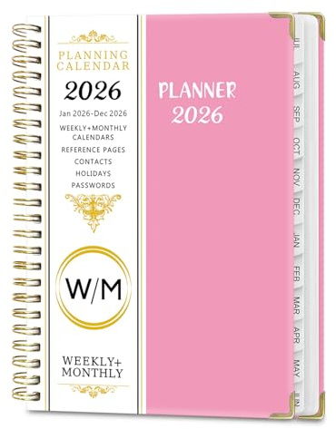 Wochenkalender & Notizbuch Medium (A5) 2026, 12 Monate,Buchkalender, 142 Seiten,Notizen, 21.7 x 15.8 cm Planner Mit Journaling gelassener & fokussierter Ziele erreichen,Deutsch (Pink)