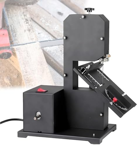 Multifunktionale Mini-Bandsägemaschine, 800 W tragbares Bandsägen-Set, 4-in-1-Tischsägen mit Schleifrad, Stoffrad, Bohrfutter und Schleifscheibe, 70 mm Schnitthöhe