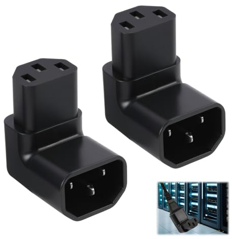 Cable de alimentación acodado C14 a C13, conector IEC C14 con enchufe acodado IEC C13, 3 pines, 250 V 10 A, cable de alimentación para PDU, computadoras, impresoras, TV LCD, arroceras