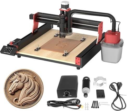 Twotrees TTC450 Pro CNC Fräsmaschine, mit 500W CNC Spindelmotor, M1 Staubabsaugung, Metallfräsmaschine, Umschaltbare Lasergravur maschine, Graviermaschine zum Gravieren von Holz, Acryl, MDF, PCB