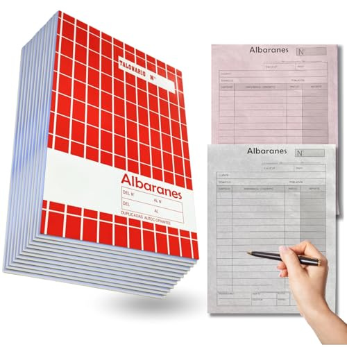 12er-Pack Lieferscheinheft mit Selbstdurchschreibung und Schnittmatrix, Lieferscheinbuch mit 40 Blatt pro Scheckheft (20,5 x 15 cm), Verkaufsdokumente in Spanisch, Lieferschein
