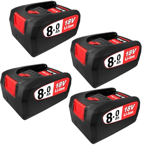 Ersatzakku für Bosch Home and Garden Werkzeuge 4 Stück 8000mAh 18V Lithium Ionen Kompatibel mit Bosch Akku PBA/PSB/PSR Kompatibel mit Bosch AL1810CV AL1830CV AL1815CV AL1880CV (4)