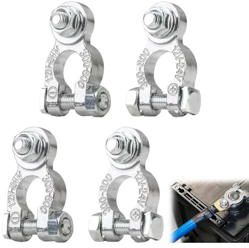 4 Pcs Car Battery Terminals,12V/24 VPositive Negative,Car Battery Clamps， Aluminum Alloy Cars Batterys Terminal Connector, for Motorcycles Cars Motorhome Ships