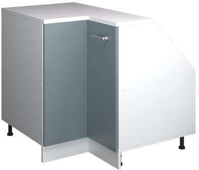 Vicco Eck-Küchenschrank für Dachschrägen R-Line, Blau-Grau, 75.6 cm mit 1 Tür, Schrankkorpus 60 cm Tiefe, zur freien Kombination innerhalb modularer Küchensysteme