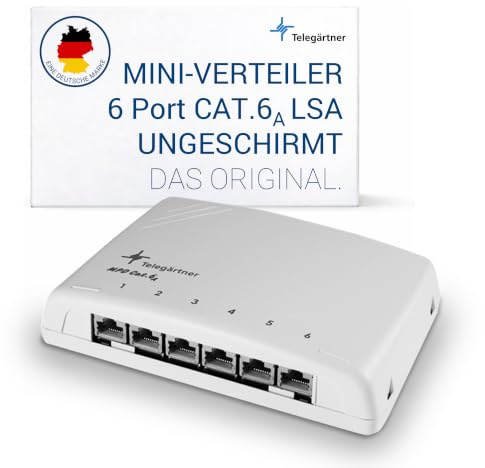 TELEGARTNER J02021A0053 Modular Patch Verteiler Kat.6A, 6X RJ45 lichtgrau | Kompaktes Patchpanel für 6 Anschlüsse, einfache Wandmontage und schnelle Installation ohne Spezialwerkzeug.