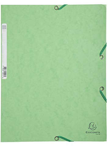 Exacompta 55513E Einschlagmappe. Aus extra starkem Colorspan-Karton mit 3 Innenklappen und 2 Gummizügen DIN A4 lindgrün Sammelmappe Dokumentenmappe für Büro und Schule