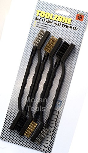 Wire Brush set 6pc 175mm Mini Stainless Steel Brass Nylon Cleaning Brushes 7