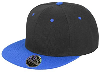 Result Unisex Core Bronx Original Flat Peak Snapback Dual Colour Cap (One Size) (Black/Azure Blue)