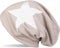 styleBREAKER Unisex Stoff Beanie Mütze mit Stern Print, Stretch Slouch Longbeanie 04024038, Farbe:Beige-Weiß