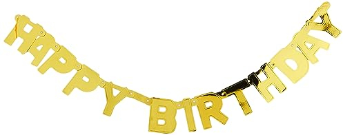 Geburtstagsbuchstaben-Banner - 1,2 m -Happy Birthday - Metallisches Gold, 4'