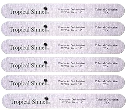 Tropical Shine Jumbo-Nagelfeilen-Set Zebra-180, Kolossal-Kollektion, 6 Stück, für professionelle Nagelpflege und -formung, mittlere Körnung (180) für natürliche Nägel (707336)