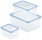 LocknLock Set of 3 Food Storage Containers with Lids Airtight, Leakproof - Rectangular Clear Plastic Food Storage Containers, Microwave & Dishwasher Safe, HPL825SJ3
