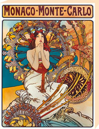 1art1 Alphonse Mucha Poster Monaco Monte Carlo, 1897 Bilder Leinwand-Bild Auf Keilrahmen | XXL-Wandbild Poster Kunstdruck Als Leinwandbild 80x60 cm