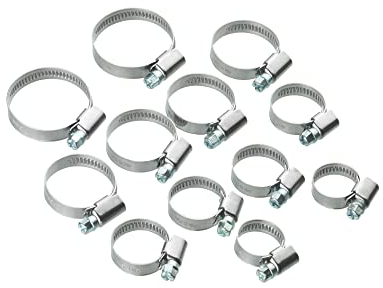 CON:P Hose clamp Set, 12 Pieces, Various Clamping Widths 12-20 mm, 16-25 mm, 20-32 mm and 25-40 mm, Made of Stainless Steel, Hose clamp, Hose Attachment, SA166