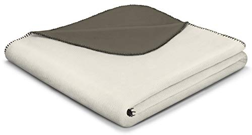 Biederlack Kuscheldecke 150x200 cm I Orion Cotton Trend-Schneehase I gemusterte Wohndecke 50% Baumwolle, 43% dralon, 7% Polyester I Made in Germany, grau, Ecru