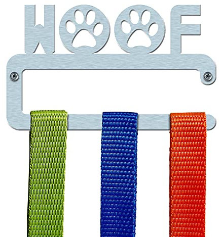 Halterung für Hundeleine/Zubehör, gebürsteter Edelstahl, Woof, gerader Stab, hergestellt in Großbritannien
