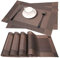 Fontic Platzdeckchen Rutschfest Abwaschbar Tischmatten aus PVC Abgrifffeste Hitzebeständig Tischsets Schmutzabweisend, 6er Set Platzsets, 30x45cm, Braun