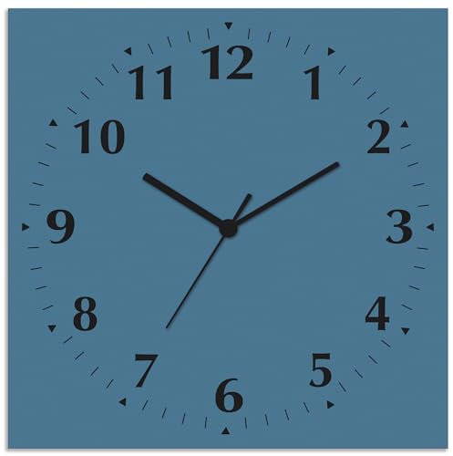 ARTLAND Wanddeko Wanduhr ohne Tickgeräusche Alu Funkuhr 30x30 cm Quadratisch Lautlos 12 Ziffern Farbig Schlichtes Design Grau S7KG