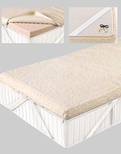 Lana & Co Matratzenbezug aus Merinowolle Topper Korrektor cm.90x200