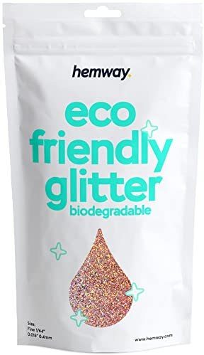 Hemway Eco Friendly Biodegradable Glitter - Rose Gold Holographic | 100g Fine Plant-Based Metallic Flakes for Arts & Resin Crafts | Bio Supplies for Festival, Hair, Face, Body & Nail Art Decoration