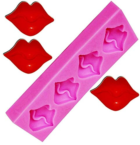 Silikon-Backform 4 Münder Lippen Dekoration Fondant Zuckermasse Torten Muffins Pancakes DIY originelle Geschenkidee