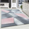 Tapis à Poils Ras, Conception géométrique, Tapis Rose, 80 x 150 cm, Tapis de Style Moderne, Tapis Salon