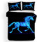 Stillshine. Bettbezug-Set Cartoon Einhorn Sterne Pink Blumen Pferdekopf Weiß Blau Schwarz Bettwäsche für Kinder, Mit Kissenbezug 80x80 cm (A,Bettbezug 220x240 cm)
