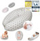 SMOOTHY® Stillkissen Schwangerschaftskissen XXL Premium Seitenschläfer-Kissen; Baumwoll-Bezug Schlafkissen & Lagerungs-Kissen für Mutter & Baby (Beige, Sterne, Bezug + EPS-Perlen Füllung)