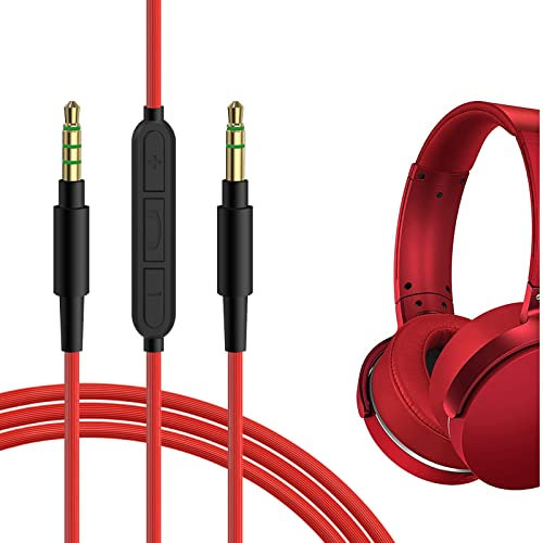 Geekria Audiokabel mit Mikrofon, kompatibel mit Sony WH-ULT900N WH-1000XM5 WH-XB920N MDR-XB950BT Kopfhörerkabel, 1/8 Zoll (3,5 mm) auf 3,5 mm Ersatz-Stereokabel mit Inline-Mikrofon (4 ft/1,2 m)