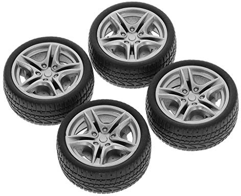 WOWOWO 4pcs 48mm Simulation Gummirad Reifenrad Spielzeug Modell DIY RC Ersatzteile