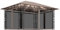 vidaXL Cenador con Mosquitera y Tira de Luces Lateral Pérgola Jardín Patio Toldo Sombrilla Parasol Tienda Carpa Marquesina Taupé 4x3x2,73m 180 g/m²