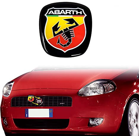 Abarth 3D Official Shield Logo Sticker für FIAT Grande Punto, Vorne, 60 x 65 mm, Rot
