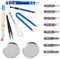 17 PCS Mechanical Keyboard Lube Kit with 2 Round Trays, Contains Screwdriver & Woodern Brushes for Mechanical Keyboard, with Key Cap Puller and Switch Puller, Switch Lube Kit with Stem Holder